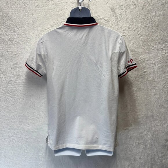 Polo Ralph Lauren Collar Shirt Mens Medium White Red Blue Label Custom Slim Fit - Picture 4 of 11